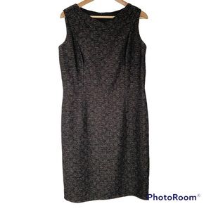 DAVID MEISTER BLACK/GREY TEXTURED AND LINED SHEATH DRESS, PRINCESS SEAMS, SZ 14